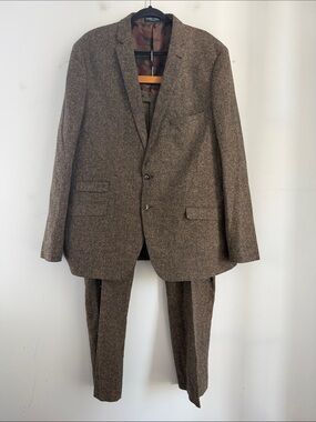 Paisley & Gray Slim Fit wool poly blend 2button double vent flat front pant suit